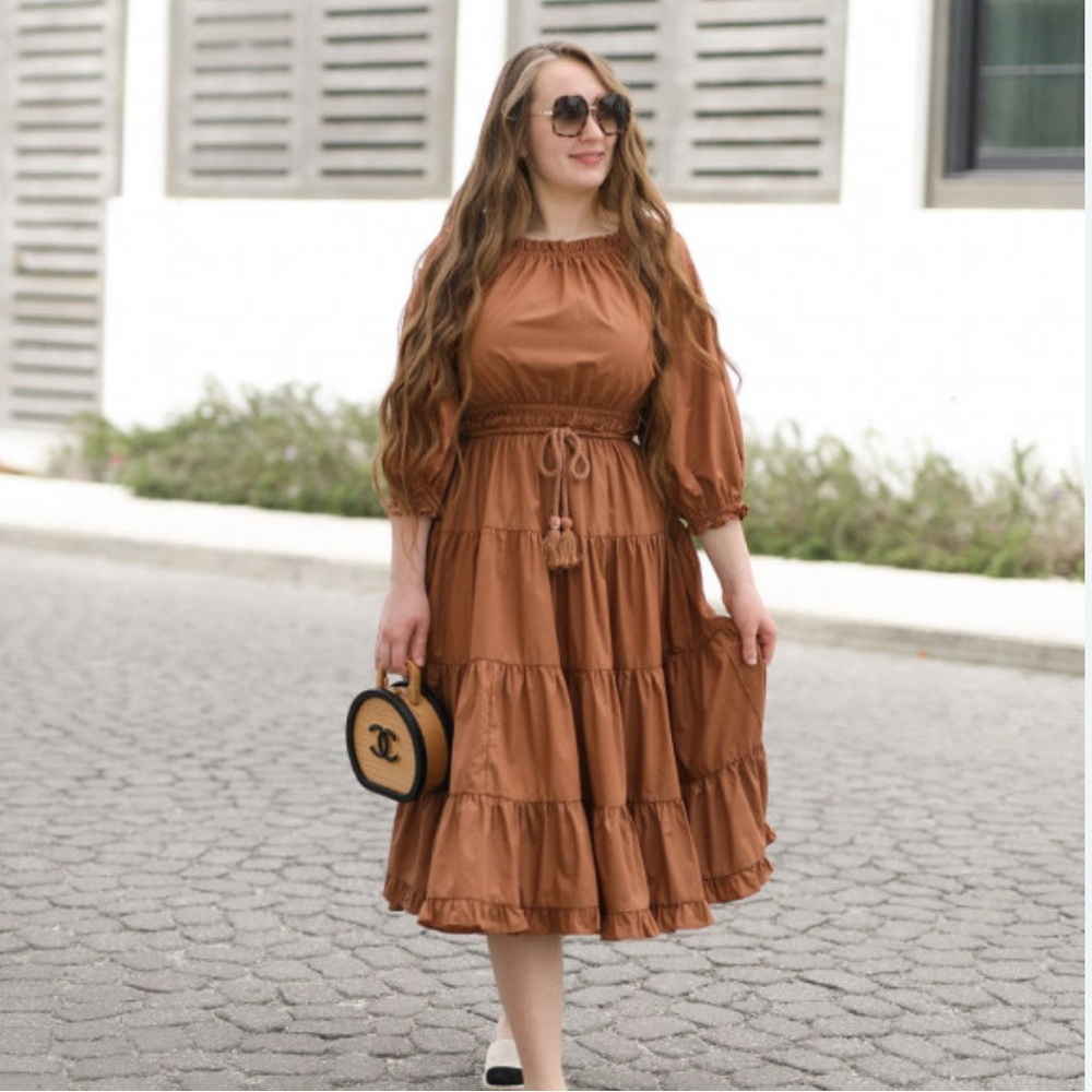 Dainty Jewells Brown Midi Dress with pocket